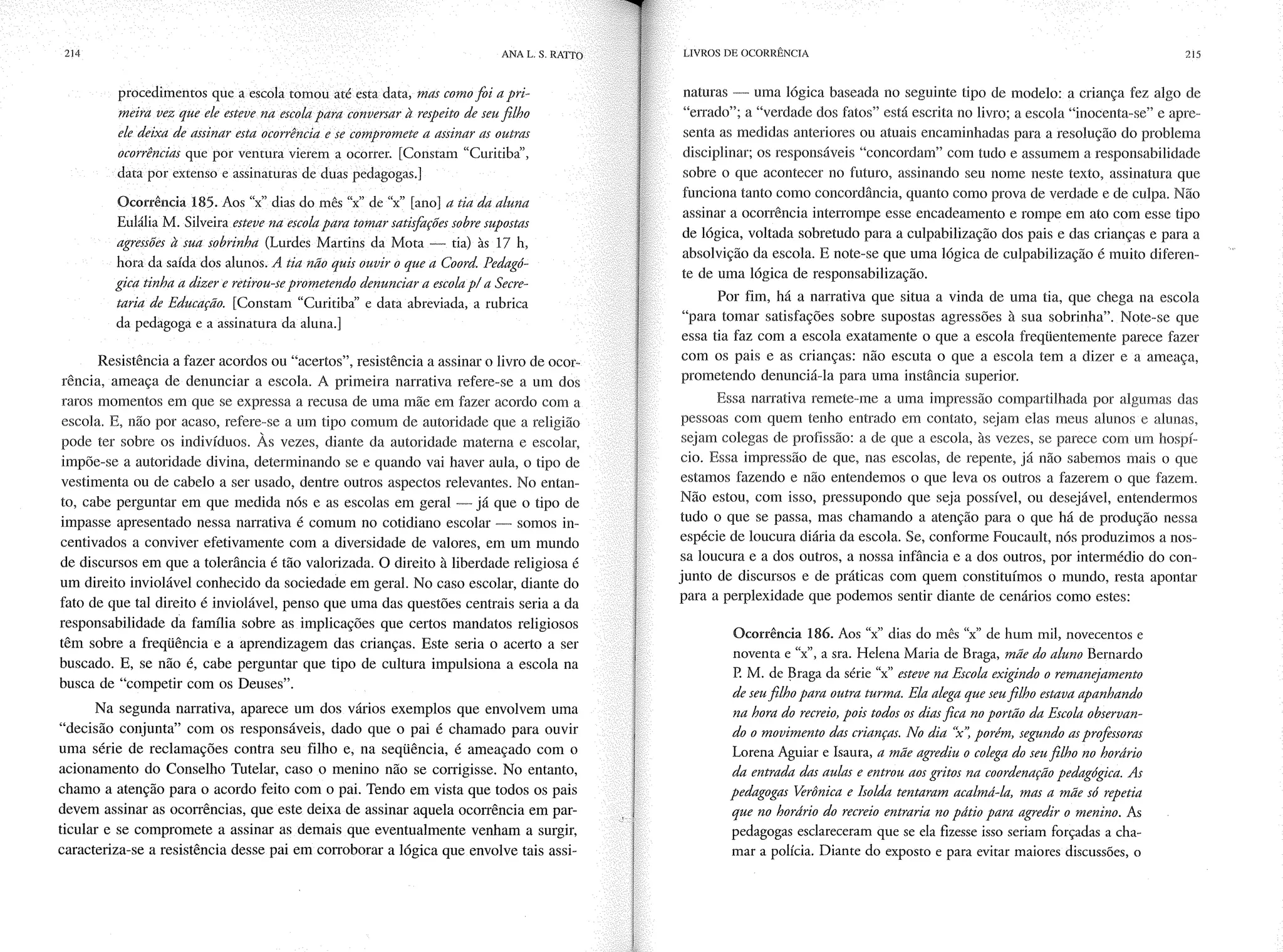 Livro livros de ocorrência ratto