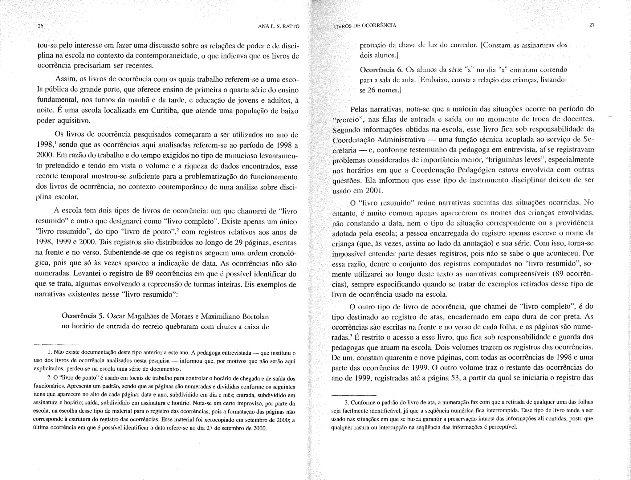 Livro livros de ocorrência ratto