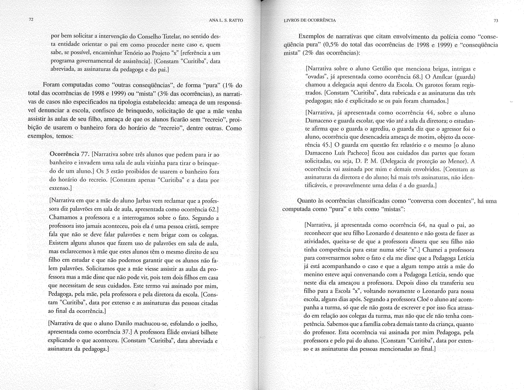 Livro livros de ocorrência ratto