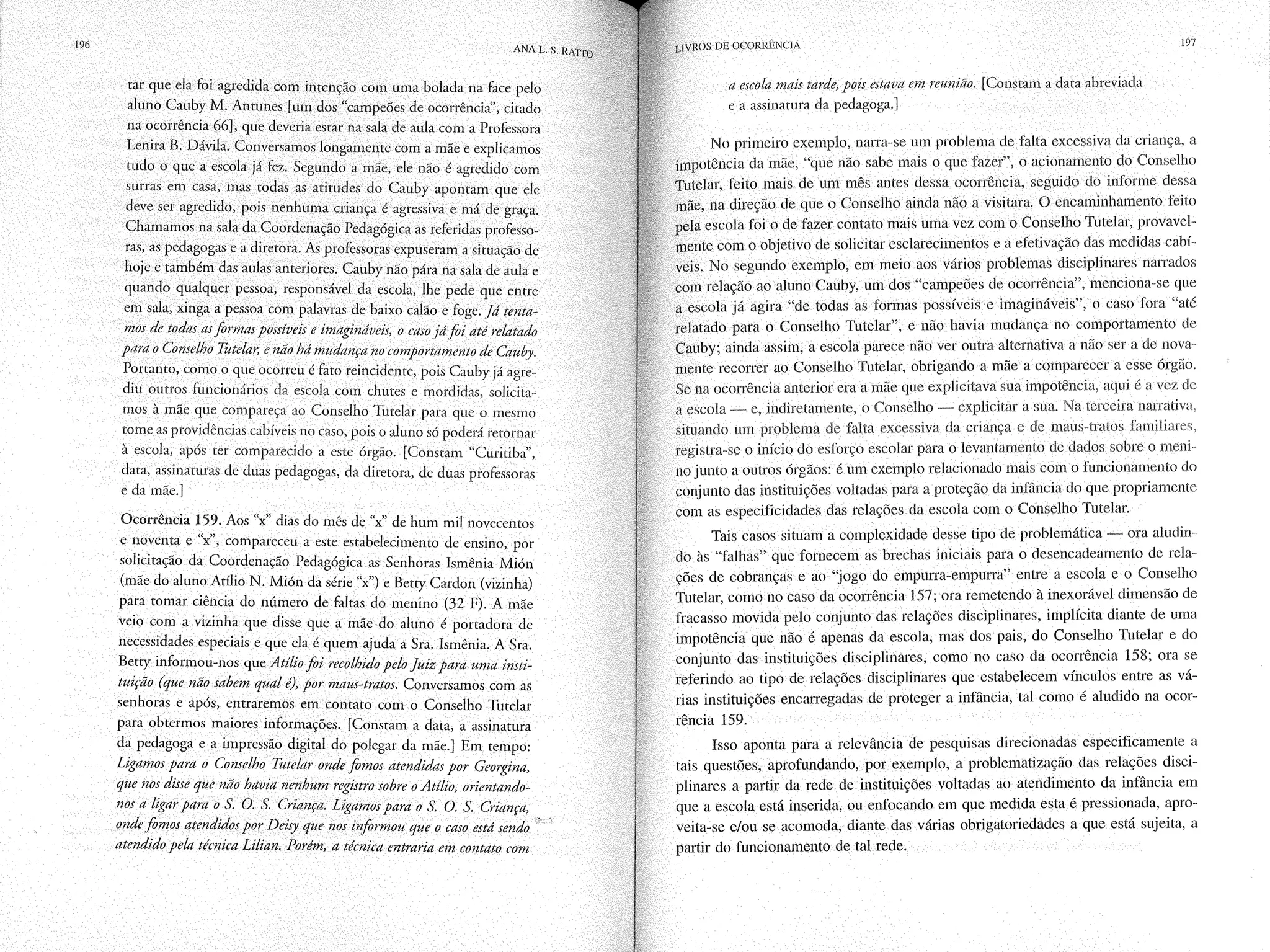 Livro livros de ocorrência ratto