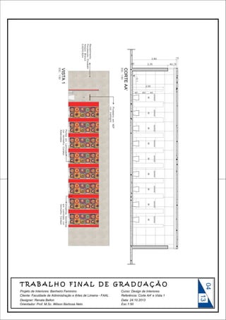 CORTE AA'

VISTA 1

04

Curso: Design de Interiores

Designer: Renata Bellon
Orientador: Prof. M.Sc. Wilson Barbosa Neto

Data: 24.10.2013
Esc.1:50

13

Projeto de Interiores: Banheiro Feminino

 