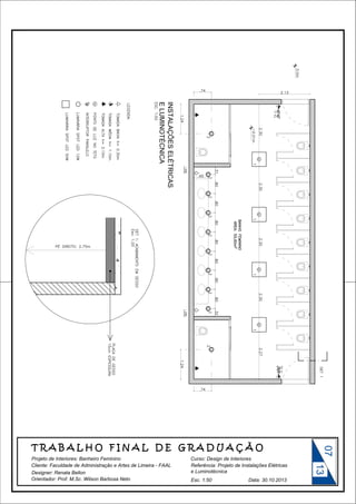 07

Curso: Design de Interiores

Designer: Renata Bellon
Orientador: Prof. M.Sc. Wilson Barbosa Neto

Esc. 1:50

13

Projeto de Interiores: Banheiro Feminino

Data: 30.10.2013

 