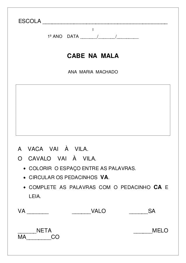 livro cabe na mala atividades