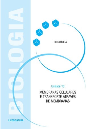 EaD • UFMS 171Biossinalização
LICENCIATURA
BIOLOGIA
Unidade 13
MEMBRANAS CELULARES
E TRANSPORTE ATRAVÉS
DE MEMBRANAS
BIOQUÍMICA
 
