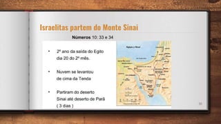 Israelitas partem do Monte Sinai
30
Números 10: 33 e 34
 