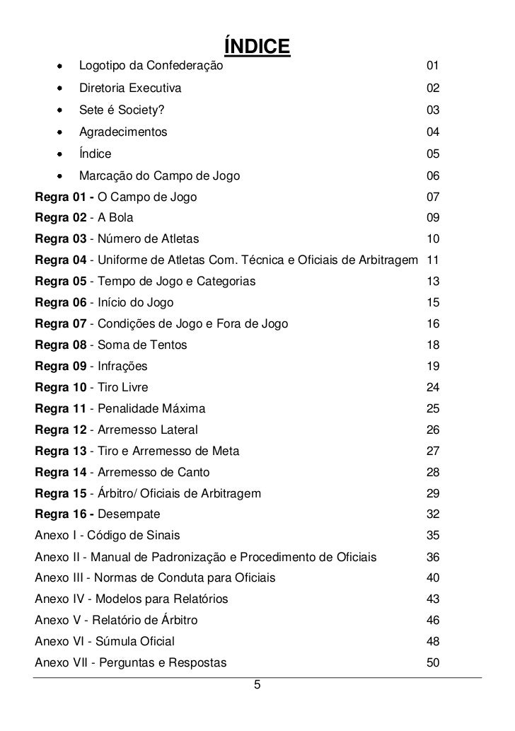 Livro de regras oficial futebol society 2011
