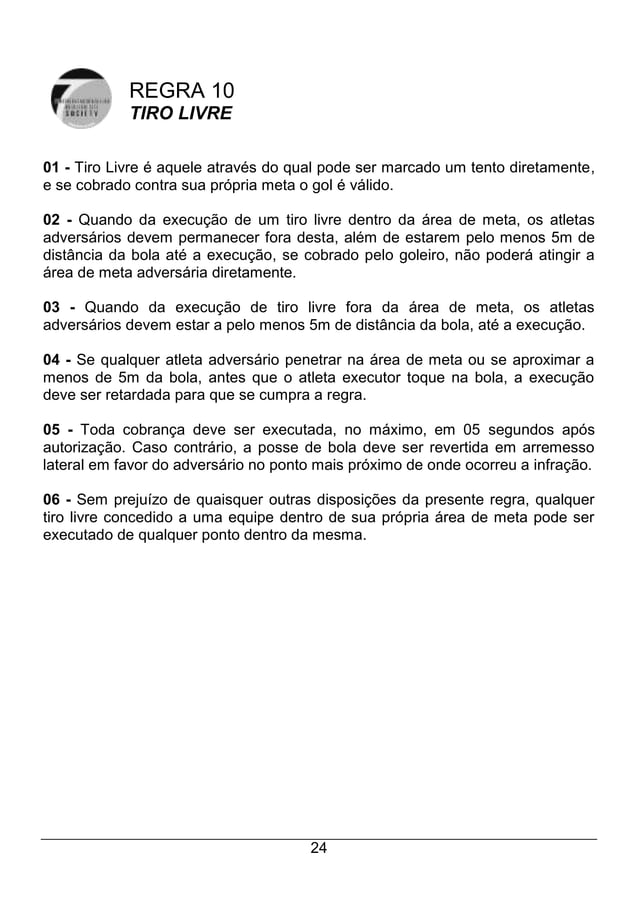 Livro de regras oficial futebol society 2011