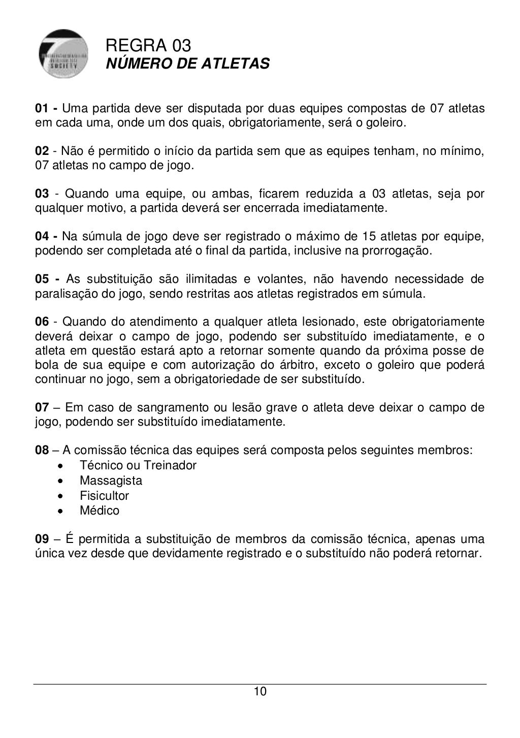 Livro de regras oficial futebol society 2011