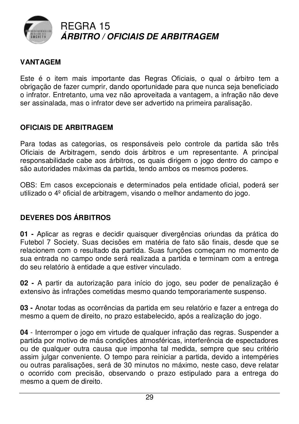 Livro de regras oficial futebol society 2011