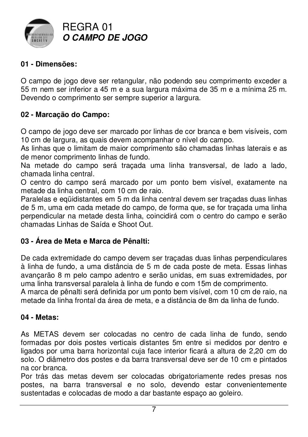 Livro de regras oficial futebol society 2011