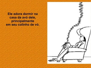 Ele adora dormir na
  casa da avó dele,
   principalmente
em seu colinho de vó.
 