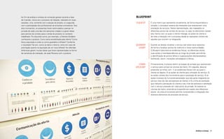 Ao fim da análise e síntese do conteúdo gerado durante a fase       Blueprint
     de Imersão, iniciou-se o processo de Ideação, realizado em duas
     sessões: uma, somente com a equipe do projeto, e a segunda,         O QUE É?   É uma matriz que representa visualmente, de forma esquemática e
     com a participação dos profissionais da empresa contratante. Nos               simples, o complexo sistema de interações que caracterizam uma
     dois momentos, os presentes foram estimulados a pensar na                      prestação de serviços. Nessa representação, são mapeados os
     jornada de cada uma das oito personas criadas e a gerar ideias                 diferentes pontos de contato do serviço, ou seja, os elementos visíveis
     para pontos de contato para a venda do produto no contexto                     e/ou físicos com os quais o cliente interage; as ações do cliente e
     trabalhado. Foi discutido como, por exemplo, a Diarista Solidária              de toda a interação com a empresa desde as operações visíveis até
     conheceria o produto. Como seria sensibilizada pela oferta? Como               aquelas que ocorrem na retaguarda.
     faria a aquisição e onde ou como guardaria o bilhete? Conferiria
     o resultado? Se sim, como se daria o retorno, tanto em caso de      QUANDO     Quando se deseja visualizar o serviço sob todos seus aspectos,
     premiação quanto na aquisição de um novo bilhete? As referidas        USAR?    de forma a localizar pontos de melhoria e novas oportunidades.
     dinâmicas geram muitas ideias que foram apresentadas na forma                  O Blueprint descreve as evidências físicas, os diferentes atores,
     de narrativas de interação, de cada Persona com o produto.                     suas ações e interdependências ao longo da jornada, permitindo
                                                                                    a identificação de pontos falhos e superposições desnecessárias,
                                                                                    facilitando, assim, inovações estratégicas e táticas.

                                                                           COMO     Primeiramente, é preciso definir as etapas da jornada que caracterizam
                                                                         APLICAR?   o serviço para compor as colunas da matriz. Em seguida, deve-se
                                                                                    preencher as linhas com: 1) as evidências físicas com as quais o
                                                                                    cliente se depara; 2) as ações do cliente para utilização do serviço; 3)
                                                                                    as ações visíveis dos funcionários para a prestação de serviço; 4) as
                                                                                    ações invisíveis do funcionário/prestador que são parte integrante do
                                                                                    serviço mas não são perceptíveis ao cliente; e 5) a linha de aceitação
                                                                                    que indicará a percepção do cliente e seu nível de estresse e satisfação
                                                                                    com o serviço prestado em cada ponto da jornada. Ao analisar as
                                                                                    colunas da matriz, entende-se a experiência e ações dos diferentes
                                                                                    atores. Já a leitura horizontal permite compreender a integração dos
                                                                                    diversos elementos do processo de serviço.




86                                                                                                                                       Análise e síntese 87
 