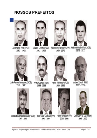 Apostila adaptada pela professora da Sala Multifuncional - Maria Izabel Luiz Página 144
NOSSOS PREFEITOS
 