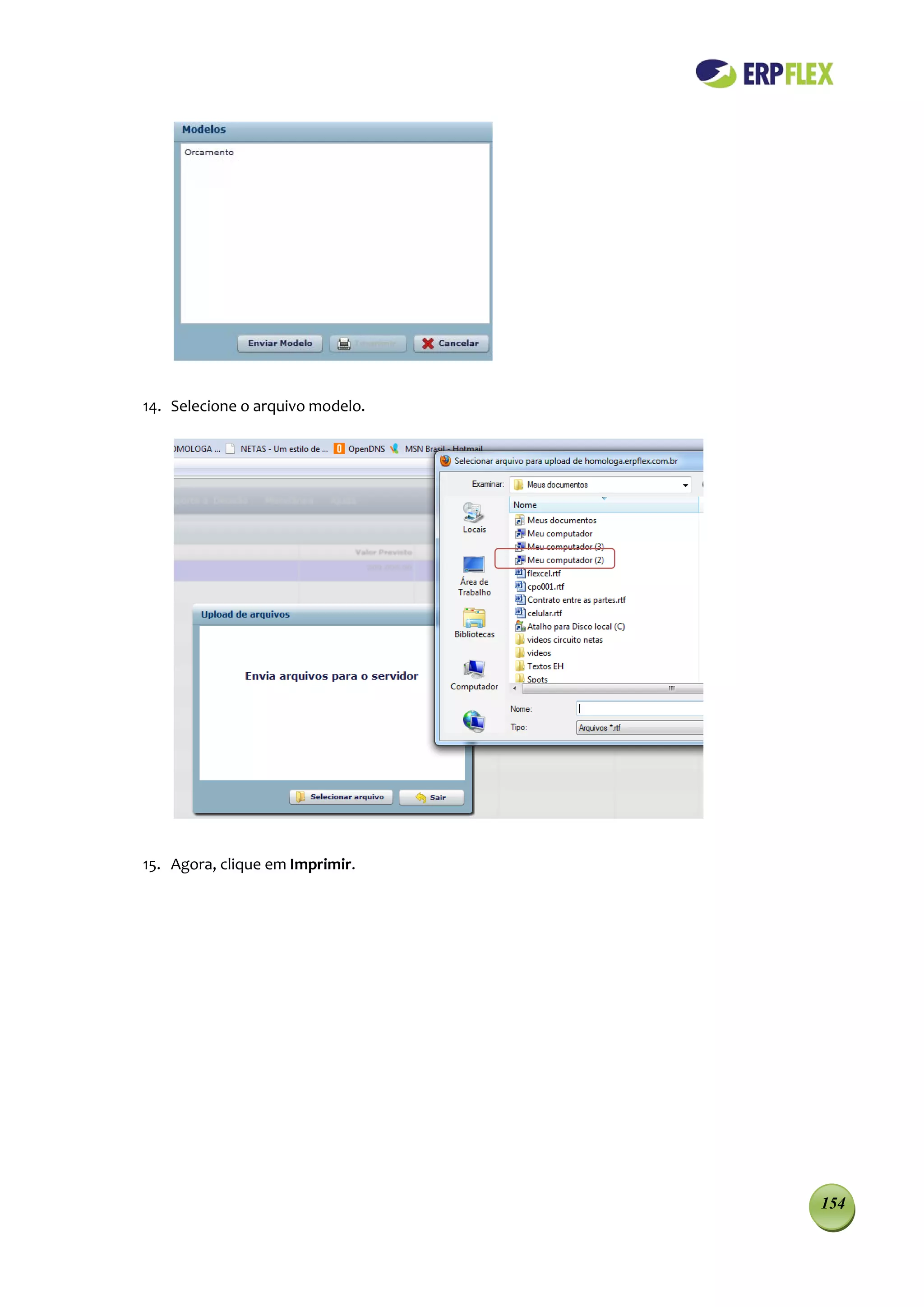 14. Selecione o arquivo modelo.




15. Agora, clique em Imprimir.




                                  154
 