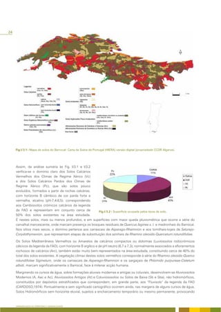 24




               - Mapa de solos do Barrocal: Carta de Solos de Portugal (HIERA) versão digital (propriedade CCDR Algarve).




     Assim, da análise sumária às Fig. I/3.1 e I/3.2
     verifica-se o domínio claro dos Solos Calcários
     Vermelhos dos Climas de Regime Xérico (Vc)
     e dos Solos Calcários Pardos dos Climas de
     Regime Xérico (Pc), que são solos pouco
     evoluídos, formados a partir de rochas calcárias,
     com horizonte B câmbico de cor parda forte a
     vermelha, alcalino (pH-7,4-8,5), correspondendo
     aos Cambissolos crómicos calcários da legenda
     da FAO e representam em conjunto cerca de                   - Superfície ocupada pelos tipos de solo.
     50% dos solos existentes na área estudada.
     É nestes solos, mais ou menos profundos, e em superfícies com maior queda pluviométrica que ocorre a série do
     carvalhal marcescente, onde marcam presença os bosques residuais de Quercus faginea s. l. e medronhais do Barrocal.
     Nos sítios mais secos, o domínio pertence aos carrascais de Asparago-Rhamnion e aos tomilhais-tojais de Saturejo-
     Corydothymenion, que representam etapas de substituição dos azinhais de Rhamno oleoidis-Quercetum rotundifoliae.

     Os Solos Mediterrâneos Vermelhos ou Amarelos de calcários compactos ou dolomias (Luviossolos rodocrómicos
     cálcicos da legenda da FAO), com horizonte B argílico e de pH neutro (6,7 a 7,3), normalmente associados a afloramentos
     rochosos de calcários (Arc), também estão muito bem representados na área estudada, constituindo cerca de 40% do
     total dos solos existentes. A vegetação clímax destes solos vermelhos corresponde à série do Rhamno oleoidis-Querco
     rotundifoliae Sigmetum, onde os carrascais de Asparago-Rhamnion e os sargaçais de Phlomido purpureae-Cistetum
     albidi, marcam significativamente o Barrocal, face à milenar acção humana.

     Marginando os cursos de água, sobre formações aluviais modernas e antigas ou coluviais, desenvolvem-se Aluviossolos
     Modernos (A, Aac e Ac), Aluviossolos Antigos (At) e Coluviosssolos ou Solos de Baixa (Sb e Sba), não hidromórficos,
     constituídos por depósitos estratificados que correspondem, em grande parte, aos “Fluvisols” da legenda da FAO
     (CARDOSO,1974). Pontualmente e sem significado cartográfico ocorrem ainda, nas margens de alguns cursos de água,
     Solos Hidromórficos sem horizonte eluvial, sujeitos a encharcamento temporário ou mesmo permanente, provocando



     APRESENTAÇÃO DO TERRITÓRIO E GENERALIDADES
 