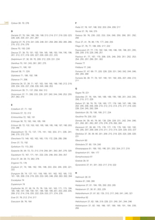 346 Cytisus 39; 70; 276                                                    F
                                                                           Fedia 37; 76; 187; 196; 202; 203; 204; 209; 217
      D                                                                    Ferula 37; 76; 184; 275
      Dactylis 37; 70; 184; 186; 195; 198; 213; 214; 217; 219; 220; 223;   Festuca 39; 76; 230; 232; 233; 234; 248; 250; 290; 291; 292;
      226; 228; 230; 231; 241; 267                                         294
      Daphne 37; 70; 219; 241; 245; 246; 251; 258; 260; 262; 265; 266;     Ficus 37; 41; 76; 98; 176; 177; 248; 255
      270; 272; 274; 278
                                                                           Filago 37; 76; 77; 186; 205; 217; 222
      Datura 70; 193; 239
                                                                           Foeniculum 37; 77; 170; 182; 184; 185; 186; 195; 196; 201; 205;
      Daucus 37; 38; 70; 181; 182; 184; 185; 186; 193; 194; 195; 196;      206; 209; 219; 228; 248; 251
      201; 213; 217; 219; 220; 227; 228; 230; 231; 233
                                                                           Fraxinus 41; 77; 167; 170; 206; 235; 248; 250; 251; 252; 253;
      Delphinium 37; 38; 39; 70; 209; 212; 229; 231; 234                   254; 255; 257; 290; 291; 303
      Dianthus 70; 181; 243; 261; 267; 275                                 Freesia 77
      Digitaria 71; 190; 191                                               Fritillaria 77; 240
      Dipcadi 38; 71; 224                                                  Fumana 37; 47; 69; 77; 220; 226; 229; 231; 240; 242; 244; 246;
                                                                           282; 284; 289
      Diplotaxis 71; 186; 192; 196
                                                                           Fumaria 38; 39; 77; 78; 187; 190; 191; 192; 205; 207; 208; 210;
      Dipsacus 71; 206                                                     211
      Dittrichia 34; 37; 39; 71; 167; 183; 184; 185; 186; 190; 213; 219;
      229; 234; 235; 237; 238; 239; 245; 248; 253
                                                                           G
      Doronicum 39; 71; 137; 258; 304; 312
                                                                           Gagea 78; 221
      Dorycnium 37; 71; 206; 233; 235; 237; 240; 244; 248; 253; 255;
      257; 263; 270                                                        Galactites 37; 78; 184; 185; 186; 188; 195; 198; 201; 203; 205;
                                                                           208; 210; 217; 229
                                                                           Galium 37; 38; 78; 79; 138; 160; 177; 178; 186; 187; 196; 199;
      E                                                                    202; 205; 206; 208; 209; 210; 212; 213; 214; 215; 217; 219; 220;
      Ecballium 37; 71; 192                                                226; 234; 245; 282; 284

      Echinaria 37; 72; 212                                                Gastridium 39; 79; 198; 199; 217; 234

      Echinochloa 72; 190; 191                                             Gaudinia 79; 230; 233

      Echinops 38; 72; 182; 184; 185; 195                                  Genista 34; 39; 40; 79; 80; 138; 226; 229; 231; 242; 244; 246;
                                                                           251; 259; 261; 263; 267; 270; 276; 279; 282; 284
      Echium 38; 72; 132; 150; 182; 185; 188; 195; 196; 197; 198; 203;
      233; 296                                                             Geranium 37; 39; 80; 175; 176; 177; 178; 179; 180; 182; 192;
                                                                           193; 205; 207; 208; 209; 210; 211; 213; 214; 224; 229; 233; 237
      Elaeoselinum 72; 73; 137; 175; 181; 182; 203; 211; 226; 241;
      246; 270; 272; 275                                                   Gladiolus 37; 38; 39; 80; 201; 209; 215; 219; 220; 224; 226; 228;
                                                                           231
      Eleocharis 73; 148; 162; 163; 165; 170; 172; 236; 295; 298
                                                                           Glaucium 80
      Emex 37; 73; 192
                                                                           Globularia 37; 80; 134; 240
      Epilobium 73; 173; 202
                                                                           Glossopappus 81; 188; 193; 196; 201; 202; 204; 217; 219
      Epipactis 38; 39; 72; 73; 213; 219; 258; 261; 263; 267; 279; 329
                                                                           Gnaphalium 81; 164; 177
      Equisetum 73; 167; 171; 191; 232; 235; 248; 250; 255; 257
                                                                           Gomphocarpus 81
      Erica 37; 38; 39; 73; 263; 276
                                                                           Gratiola 39; 81
      Erigeron 73; 176
                                                                           Gynandriris 37; 81; 201; 203; 217; 219; 222
      Erodium 37; 74; 186; 192; 195; 196; 203; 204; 205; 209; 221;
      222
      Eryngium 39; 74; 137; 151; 159; 160; 161; 162; 163; 165; 172;        H
      181; 185; 209; 218; 219; 220; 233; 245; 246; 259; 263; 282; 284      Halimium 39; 81
      Eucalyptus 74                                                        Hedera 81; 248; 280
      Eupatorium 74                                                        Hedypnois 37; 81; 194; 195; 200; 203; 205
      Euphorbia 34; 37; 38; 74; 75; 76; 138; 161; 163; 171; 173; 184;      Hedysarum 37; 38; 81; 202; 229
      185; 186; 187; 188; 190; 191; 196; 198; 199; 201; 203; 204; 205;
      209; 212; 214; 216; 220; 222; 229; 233; 271; 274; 278                Helianthemum 37; 81; 82; 135; 212; 217; 240; 241; 245; 321
      Evax 37; 76; 212; 214; 217                                           Helianthus 82
      Exaculum 38; 76; 164                                                 Helichrysum 37; 82; 186; 219; 228; 231; 240; 241; 244; 246
                                                                           Heliotropium 37; 82; 164; 166; 187; 189; 190; 191; 194; 239;
                                                                           250


      ÍNDICE DE GÉNEROS FLORÍSTICOS
 