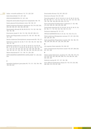 354 Sedion micrantho-sediformis 115; 151; 222; 224                         Tamaricetalia africanae 153; 247; 250; 251
      Sedo-Scleranthetalia 151; 221; 224                                   Tamaricion africanae 153; 247; 250
      SEDO-SCLERANTHETEA 151; 221; 224                                     Thero-Brometalia 51; 56; 57; 59; 62; 81; 83; 87; 90; 91; 92; 93;
                                                                           96; 102; 104; 111; 114; 115; 116; 118; 121; 123; 124; 125; 126;
      Selaginello denticulatae-Anogrammion leptophyllae 148; 179           150; 194; 198; 199; 200; 203; 204; 215; 219
      Setario glaucae-Echinochloetum coloni 149; 190; 191                  Thymo lotocephali-Coridothymetum capitati 26; 27; 152; 168;
      Siderito lusitanicae-Genistetum algarbiensis 152; 218; 242; 244;     218; 242; 246; 281; 282; 283; 284; 289
      256; 262; 280; 281; 282; 283; 284; 286                               Trachynietalia distachyae 50; 53; 58; 60; 76; 83; 87; 90; 91; 93;
      Sisymbrietalia officinalis 58; 68; 69; 80; 92; 119; 120; 149; 192;   99; 106; 111; 118; 123; 124; 125; 129; 151; 212
      193; 195; 196                                                        Trachynion distachyae 55; 151; 212
      Smyrnienion olusatri 51; 86; 119; 126; 150; 207; 208; 210            TRIFOLIO-GERANIETEA 49; 61; 67; 83; 118; 150; 210; 213
      Solano nigri-Polygonetalia convolvuli 75; 149; 187; 189; 190;        Trifolio subterranei-Plantaginetum serrariae 151; 221; 222; 224;
      191; 192                                                             225; 236; 281; 282
      Stachyo lusitanicae-Cheirolophenion sempervirentis 65; 150; 211      Typho angustifoliae-Phragmitetum australis 148; 158; 166; 167;
      Stellarienea mediae 52; 53; 64; 77; 87; 109; 149; 187; 188; 189;     168; 249; 256; 290; 291; 292; 293; 295; 296
      190; 191; 192                                                        U
      Stellarietea mediae 49; 51; 52; 56; 57; 59; 60; 61; 63; 64; 65;      Ulici argentei-Cistion ladaniferi 152; 240; 241
      68; 71; 74; 75; 76; 77; 78; 82; 87; 90; 93; 94; 97; 100; 101; 102;
      111; 116; 118; 119; 120; 123; 124; 127; 128; 138; 149; 186;          Urtico membranaceae-Smyrnietum olusatri 150; 207; 208; 254;
      188; 189; 190; 191; 192; 194; 195; 196; 198; 199; 200; 203; 204      281; 291; 292
      Stipion tenacissimae 57; 121; 136; 151; 225; 226                     V
      STIPO GIGANTEAE-AGROSTIETEA CASTELLANAE 151; 230; 233;               Velezio rigidae-Astericetum aquaticae 151; 160; 168; 197; 215;
      234                                                                  216; 223; 232; 252; 256; 262; 269; 273; 276; 280; 281; 282;
                                                                           283; 285; 285
                                                                           Verbenion supinae 82; 127; 147; 164; 166
      T
                                                                           Vinco difformis-Ceratonietum siliquae 34; 153; 215; 232; 262;
      Taeniathero-Aegilopion geniculatae 49; 115; 121; 150; 194; 198;      268; 269; 270; 276; 287; 289
      199; 200; 203




      ÍNDICE FITOSSOCIOLÓGICO
 