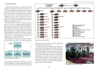4.Consideraçõesﬁnais
A parƟcipação portuguesa no desenvolvimento das
unidades operacionais do ANA, em parƟcular na
111CapDiv, desde 2009, com as OperaƟonal Mentoring and
Liaison Team Military(OMLT) e posteriormente com as
Adivising Team, de 2012 até novembro de 2014, pautou‐se
pelo respeito pela cultura afegã, proﬁssionalismo,
competência técnica e rigor nas ações de mentoria e
assessoria, o que foi altamente reconhecido pelos militares
afegãos da 111CapDiv, nomeadamente pelo comandante
destagrandeunidadeoperacional.
Será importante referir, que esta unidade operacional do
ANA, foi criada com o principal objeƟvo de garanƟr a
segurança na província de Cabul e ainda coordenar todas as
AĬ an NaƟonal Security Forces (ANSF), o que inclui as
diversasforçaspoliciaisexistentes,oNaƟonalDirectorateof
Security (NDS) e outras unidades do ANA na sua Área de
Responsabilidade. Esta missão foi assumida por completo
no ﬁnal de 2013, momento em que a ISAF procedeu a
transferência de responsabilidade da segurança no
Afeganistão,paraasautoridadesnacionais.
Neste percurso de cinco anos, desde abril de 2009 a
novembro de 2014, onze equipas de mentoria ou assessoria
(OMLT ou MAT respeƟvamente), cumpriram a sua missão
no TO do Afeganistão, contribuindo signiﬁcaƟvamente para
que a 111CapDiv Ɵvesse assumido a responsabilidade pela
segurança na província de Cabul, com o êxito sobejamente
reconhecidopelaestruturada ISAF.
A Divisão, inicialmente consƟtuída pelo Comando e
Estado‐Maior, dois ( e ) e uma unidadeKandaks Charlie Delta
de guarnição, com um efeƟvo de cerca de 1.682 militares e
civis estando sediada em KAIA Sul, aƟngiu a sua estrutura
ﬁnal com duas brigadas de manobra, um batalhão logísƟco,
um de informações militares, um deKandak Kandak
transmissões, um de Engenharia, umaKandak TransiƟon
Unit de escalão companhia e uma unidade de apoio ao
Comando e Estado‐Maior, também de escalão companhia.
Esta estrutura à data do ﬁm da missão da MAT do 8º CN,
ƟnhaumefeƟvoautorizadode9489.
Página 14 de 120
Estrutura da CapDiv em 2014
Estrutura da CapDiv em 2009
66
Despedida da úlƟma MAT na CapDiv.
Portugal ‐ 12 anos de parƟcipação na ISAF
 