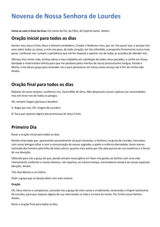 Novena De Nossa Senhora De Lourdes | PDF
