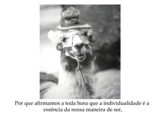 Por que afirmamos a toda hora que a individualidade é a
essência da nossa maneira de ser,
 