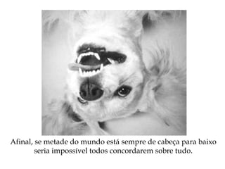 Afinal, se metade do mundo está sempre de cabeça para baixo
seria impossível todos concordarem sobre tudo.
 