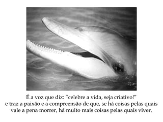 É a voz que diz: “celebre a vida, seja criativo!”
e traz a paixão e a compreensão de que, se há coisas pelas quais
vale a pena morrer, há muito mais coisas pelas quais viver.
 