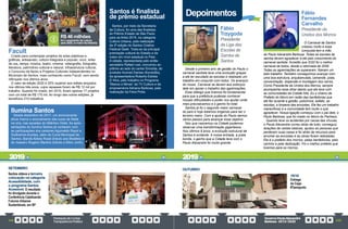 PrestaçãodeContas
TransparênciaPública
GovernoPauloAlexandre
Barbosa•2013/2020
228 229
Facult
Criado para contemplar projetos de artes plásticas e
gráficas, artesanato, cultura integrada e popular, circo, artes
de rua, dança, música, teatro, cinema, videografia, fotografia,
literatura, patrimônio cultural e natural, infraestrutura cultural,
o Concurso de Apoio a Projetos Culturais Independentes no
Município de Santos, mais conhecido como Facult, vem sendo
reforçado nos últimos anos.
O valor da edição 2020 é 25% superior aos editais lançados
nos últimos três anos, cujos repasses foram de R$ 12 mil por
trabalho. Quando foi criado, em 2010, foram apenas 17 projetos
com um total de R$ 170 mil. Ao longo das outras edições, já
beneficiou 210 trabalhos.
foi o orçamento da cultura
para 2020. (o maior da história)
R$ 46 milhões
2019 2019
SETEMBRO
Santos obteve a terceira
colocação na categoria
Acessibilidade, com
o programa Santos
Acessível. O resultado
foi divulgado durante a
Conferência Catalisando
Futuros Urbanos
Sustentáveis, em SP
OUTUBRO
18/10
Entrega
do Caps
#Tamojunto
Santos é finalista
de prêmio estadual
Santos, por meio da Secretaria
de Cultura, foi uma das finalistas
do Prêmio Estado de São Paulo
para as Artes 2019, na categoria
Cultura Urbana, pela realização
da 3ª edição do Santos Criativa
Festival Geek. Trata-se da principal
premiação cultural do Estado e da
maior em nível estadual no País.
A cidade, representada pelo então
secretário Rafael Leal, concorreu ao
prêmio ao lado do cantor Emicida, do
produtor Konrad Dantas (Kondzilla),
da apresentadora Roberta Estrela
D´Alva, pelo trabalho no Programa
“Manos e Minas” da TV Cultura e da
empreendora Adriana Barbosa, pela
realização da Feira Preta.
Ilumina Santos
Desde dezembro de 2017, um emocionante
show marca o acionamento das luzes de Natal
na orla, nas sacadas do Atlântico Hotel. As apre-
sentações do Ilumina Santos já contaram com
as participações dos cantores Aguinaldo Rayol e
Guilherme Arantes, além do Coral Municipal de
Santos, Banda Abbey Road (tributo aos Beatles) e
do maestro Rogério Martins (tributo a Elton Jonh).
Fábio
Fernandes
Carvalho
Presidente da
Unidos dos Morros
O Carnaval de Santos
cresceu muito e essa
conquista tem a mão
do Paulo Alexandre Barbosa. Todas as escolas de
samba devem agradecer a ele pelo crescimento do
carnaval santista. Acredito que 2020 foi o melhor
carnaval de todos, desde a retomada de 2006.
Todas as agremiações se superaram, fizeram um
belo trabalho. Também conseguimos avançar com
uma boa estrutura, arquibancada, camarote, pista,
concentração, dispersão e montagem dos carros.
Como Presidente da Unidos dos Morros, sempre
acompanhei esse olhar atento que ele teve com
as comunidades da Cidade Alta. Eu o chamo de
Prefeito do Morro em razão das benfeitorias que
ele fez durante a gestão: policlínica, asfalto, as
escolas, a limpeza das encostas. Ele fez um trabalho
maravilhoso e a comunidade tem muito o que
agradecer. Nossa ligação começou com o pai dele, o
Paulo Barbosa, que foi criado no Morro do Pacheco.
Quando teve os acidentes por causa das chuvas,
o Paulo Alexandre correu atrás de tudo: conseguiu
doações de cestas básicas, ajudou as pessoas que
perderam suas casas e foi atrás de recursos para
arrumar as encostas e as obras foram realizadas.
Ele é o prefeito dos morros, pelas benfeitorias, pelo
carinho e pela dedicação. Foi o melhor prefeito que
tivemos para os morros.
Fábio
Trzygoda
Presidente
da Liga das
Escolas de
Samba de
Santos
Desde o primeiro ano de gestão do Paulo o
carnaval santista teve uma evolução graças
a ele ter escutado as escolas e realizado um
trabalho em conjunto com todos. Os avanços
do nosso Carnaval se devem aos esforços
dele em apoiar o trabalho das agremiações.
Esse diálogo que tivemos foi fundamental
para que a prefeitura pudesse conhecer
nossas dificuldades e poder nos ajudar onde
mais precisávamos e o ganho foi total.
Santos já foi o segundo maior carnaval
do país e hoje estamos brigando para ser o
terceiro maior. Com a ajuda do Paulo demos
vários passos para alcançar esse objetivo.
Nós que nascemos na Cidade podemos
observar uma transformação gigantesca.
Nos últimos 8 anos, a evolução estrutural de
Santos é evidente. A nossa entrada, a praia
bonita, o ganho que a Cidade teve com o
Paulo Alexandre foi muito grande.
Depoimentos
 