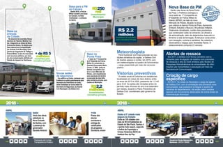 PrestaçãodeContas
TransparênciaPública
GovernoPauloAlexandre
Barbosa•2013/2020
168 169
Base na
entrada
da Cidade
Na esquina das avenidas Nossa
Senhora de Fátima e Martins Fon-
tes, integrando as obras da Nova
Entrada de Santos, foi aberta uma
base operacional compartilhada
por Guarda Civil Municipal, Com-
panhia de Engenharia de Tráfego e
Polícia Militar. A obra foi executada
sem recursos públicos, por meio
de uma compensação definida por
Estudo de Impacto de Vizinhança
Novas sedes
de segurança
Em edifício no Centro, pleiteado pela
Prefeitura e cedido gratuitamente pela
Secretaria de Patrimônio da União,
serão instaladas as novas sedes da
Secretaria de Segurança, da Guarda
Civil Municipal e da Defesa Civil.
Base na
Ponta Praia
A base da 1ª Companhia
do 6º Batalhão da Polícia
Militar foi construída na
Avenida Governador Mário
Covas, nº 3060, junto ao
Santos Convention Cen-
ter e o novo Mercado de
Peixes, com investimento
para aquisição do terreno
e execução da obra feito
pela iniciativa privada, sem
custos ao Munícipio.
R$2,2
milhões
investimento:
iniciativa privada
R$250
mil
investimento:
Município
ABRIL
04/04
Início das obras
estaduais na
Nova Entrada
de Santos, com
a presença do
governador
Geraldo Alckmin
11/04
Posse dos
alunos
ouvidores e
entrega de
certificados
do programa
Ouvidoria Jovem
Base para a PM
no Caruara
Desde 2016, a Polícia
Militar mantém uma base
no Caruara, na Área
Continental – a primeira
no bairro.
Nova Base da PM
Dentro das obras da Nova Ponta
da Praia, a Prefeitura entregou a
nova sede da  1ª Companhia do
6º Batalhão de Polícia Militar do
Interior (BPM/I), ao lado do novo
Mercado de Peixes. Atuarão no local,
que cobrirá os bairros Ponta da Praia, Aparecida,
Embaré, Estuário e Macuco, 99 policiais militares.
Totalmente climatizado, contém dois pavimentos
que contemplam salas de comando, de oficiais e
de administração, além de alojamentos masculino e
feminino e sala de formação. A estrutura conta ainda
com recepção, cozinha e sanitários. Na cobertura,
observatório e espaço para atividades físicas. O
estacionamento comporta 23 veículos.
R$ 2.2
milhões
investidos em parceiria
com a Iniciativa Privada
Meteorologista
Para monitorar com mais precisão as con-
dições climáticas da região, a Defesa Civil
de Santos passou a contar, em 2019, com
um meteorologista no quadro de funcionários
– cargo preenchido por meio de concurso
público.
Alertas de ressaca
Em 2017, a Defesa Civil firmou convênio com a
Unisanta para divulgação de boletins com previsões
de ressacas e alta da maré emitidos pelo Núcleo de
Pesquisas Hidrodinâmicas da universidade. As infor-
mações são transmitidas à população por meio da
Secretaria de Comunicação.
Vistorias preventivas
A média anual de vistorias em residências
localizadas em áreas de risco dobrou entre
os anos de 2013 e 2020, passando de 1,5 mil
para 3 mil. As ações são iniciadas antes do
período mais chuvoso do ano e se estendem
por meses, durante o Plano Preventivo de
Defesa Civil, coordenado pelo governo do
Estado.
Criação de cargo
específico
Em 2017, foi criado no Município o cargo de agente
de Defesa Civil, com a contratação dos primeiros nove
concursados, que passaram a integrar o quadro de
carreiras do departamento. Até então, setor contava
apenas com funcionários deslocados de outras áreas da
Administração Municipal.
ABRIL
Eleita a 5ª cidade mais
segura do Estado
Entre as 138 cidades com
mais de 50 mil habitantes do
Estado de São Paulo, Santos é
a quinta mais segura, segundo
o Índice de Exposição a
Crimes Violentos (IECV) do
Instituto Sou da Paz.
2018 2018
+ de R$ 5
milhões
investidos pela
iniciativa privada
 