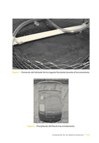 recopilación de los mejores proyectos [ 119 ]
Figura 5 – Formación del hidróxido férrico (agente floculante) durante el funcionamiento.
Figura 6 – Precipitación del flóculo tras el tratamiento.
 