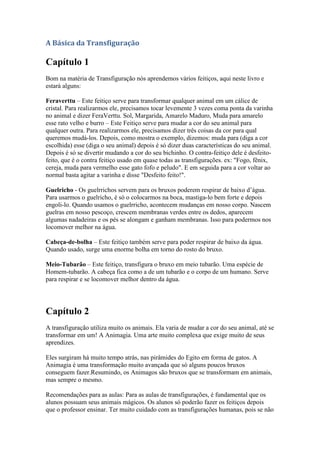 A Arte da Transfiguração - Feitiços Transfigurais - Page 7 - Wattpad