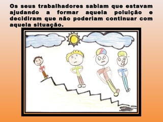 Os seus trabalhadores sabiam que estavamOs seus trabalhadores sabiam que estavam
ajudando a formar aquela poluição eajudando a formar aquela poluição e
decidiram que não poderiam continuar comdecidiram que não poderiam continuar com
aquela situação.aquela situação.
 
