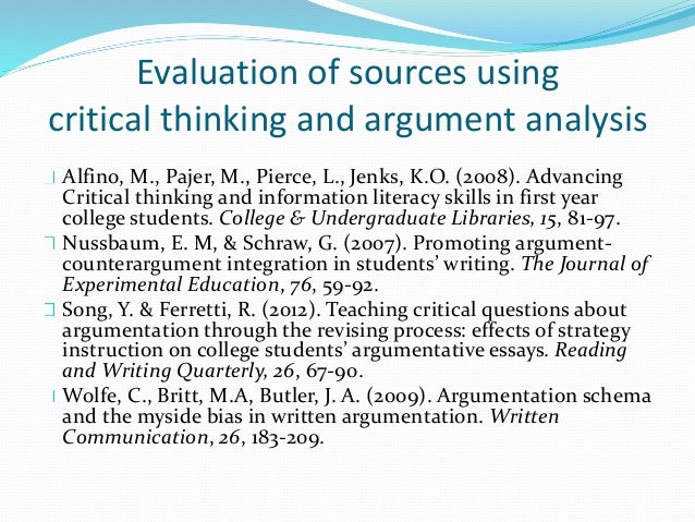 Critical Thinking and Evaluation of Sources