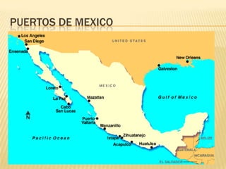 Los Puertos mas importantes de México Los principales puertos de México son: Ensenada, Guaymas, Topolobampo, Mazatlán, Puerto Vallarta, Manzanillo, Lázaro Cárdenas, Salina Cruz, Puerto Chiapas, Coatzacoalcos, Dos Bocas, Progreso, Veracruz, Tuxpan, Tampico y Altamira. Aunque existen puertos marítimos y fluviales en el país, los anteriores son los más importantes ya que son APIs (Administraciones Portuarias Integrales), Federales y Estatales en donde realizan actividades operadores privados y públicos. 