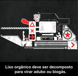 Lixo orgânico deve ser decomposto
     para virar adubo ou biogás.
 