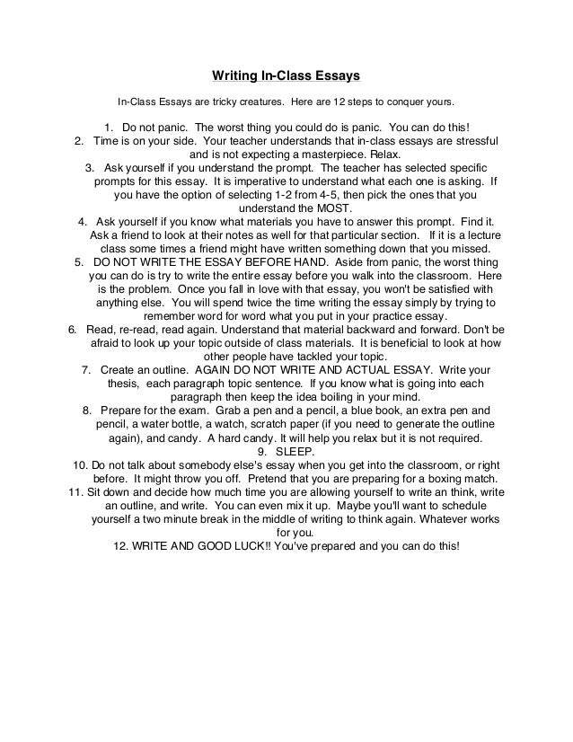 In-class essay exam picture