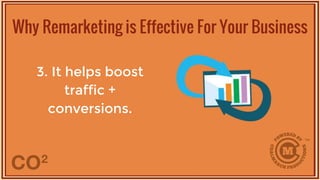 3. It helps boost
traffic +
conversions.
Why Remarketing is Effective For Your Business
 