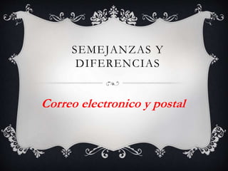 SEMEJANZAS Y 
DIFERENCIAS 
Correo electronico y postal 
 