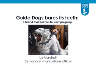 Guide Dogs bares its teeth:
a brand that delivers for campaigning

Liz Marshall,
Senior communications officer

 