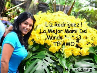 Liz Rodriguez !
La Mejor Mami Del
Mundo *--* <3
TE AMO
De Tu Hija <3 Amita :3
 