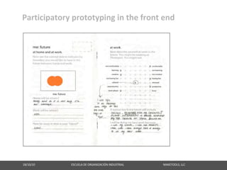 Participatory prototyping in the front end




18/10/10                                                   ESCUELA DE ORGANIZACIÓN INDUSTRIAL                                                       MAKETOOLS, LLC
 