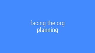facing the org
planning
 