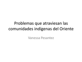 Problemas que atraviesan las comunidades indígenas del Oriente Vanessa Pesantez 