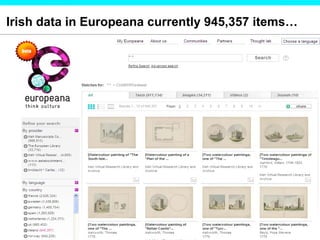 Irish data in Europeana currently 945,357 items… 