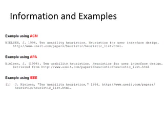 Information and Examples
 