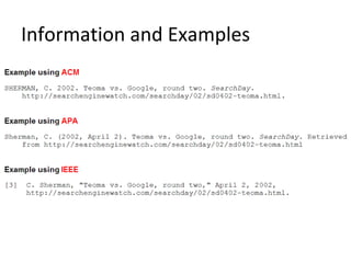 Information and Examples
 