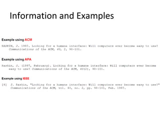 Information and Examples
 