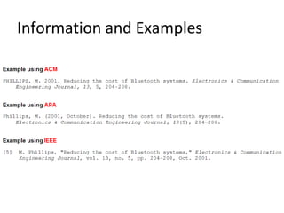 Information and Examples
 