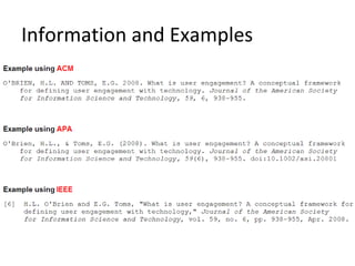 Information and Examples
 