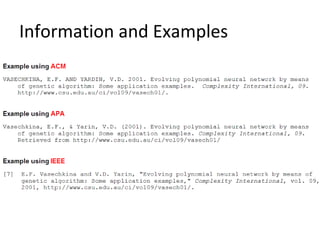 Information and Examples
 