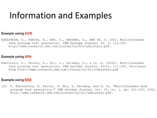 Information and Examples
 